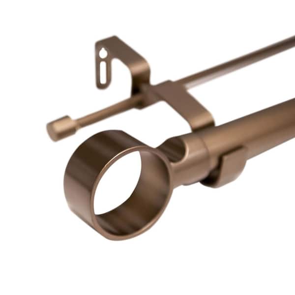 Best Home Fashion 66 in. -120 in. Adjustable Metal Double Curtain Rod in Bronze with Ring Finial