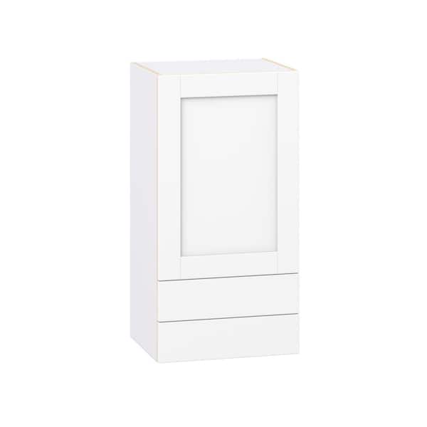 J COLLECTION Milton 18 in. W x 14 in. D x 35 in. H Assembled Shaker Wall Kitchen Cabinet in Bright White with 2 Drawers