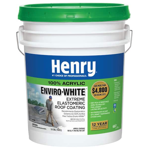 Henry 687 Enviro-White 100% Acrylic Reflective Elastomeric Roof Coating 5 gal.