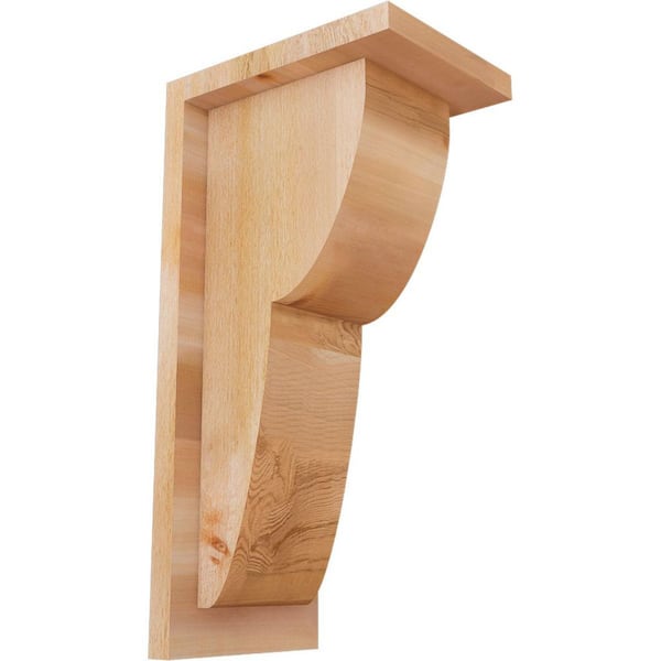 Ekena Millwork 6 in. x 8 in. x 16 in. Western Red Cedar Crestline Rough Sawn Corbel with Backplate