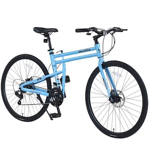 Blue 21 Speed Hybrid bike Disc Brake 700C Road Bike, City Bicycle For Men Women's