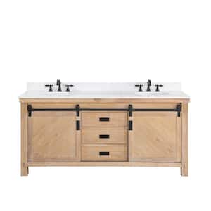 Cortes 72 in. W x 22 in. D x 33.9 in. H Double Sink Bath Vanity in Weathered Pine with White Composite Counter Top