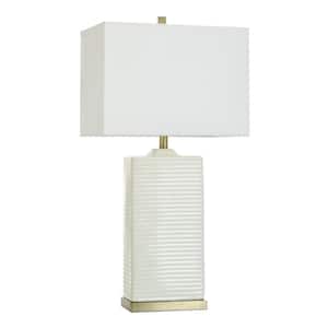 Choi Table Lamp 32.75 in. White Candlestick Task And Reading Table Lamp for Living Room with White Cotton Shade
