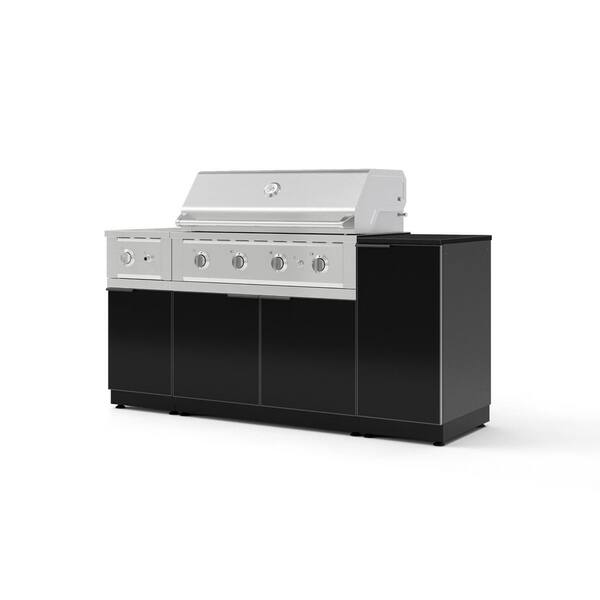 Outdoor Kitchen 6-Piece 3-Burners Natural Gas Grill Island in Black w/40" Performance Grill & Dekton Sirus-Countertop