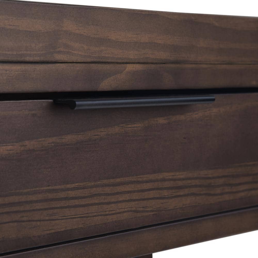 Hollander Warm Walnut Solid Pine 60" Home Office Desk with Keyboard Tray