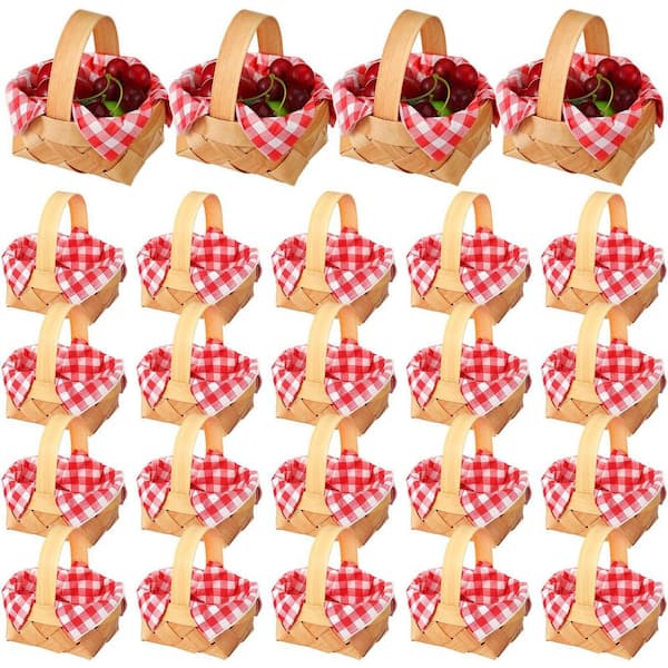 Wudkey 36-Piece Wood Christmas Mini Woven Basket with Handle, Mini