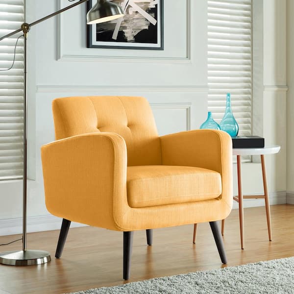 Handy Living Werner Mustard Yellow Lace Tufted Mid Century Modern Arm Chair A174152 The Home Depot