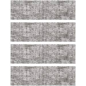 FlorArt In Distress Grey 8.5 in. x 30 in. Printed Polyester Indoor Non-Slip Stair Tread Covers (Set of 4)