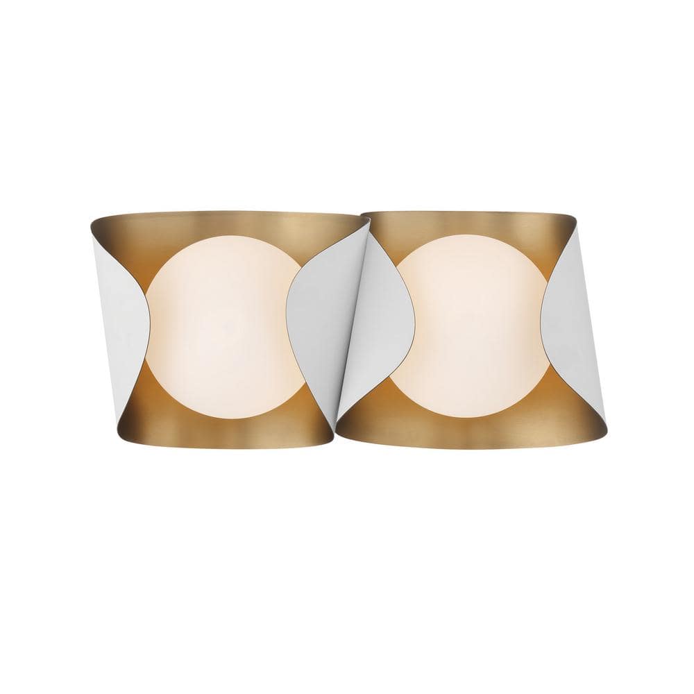 Flare 16.25 in. 2-Light Dark Matte Black and Legacy Brass Vanity Light with Etched Opal Glass Shades price history on PriceWatchPro