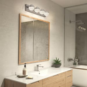 Carat 27 in. 4-Light Chrome Modern Integrated LED Vanity Light Bar for Bathroom