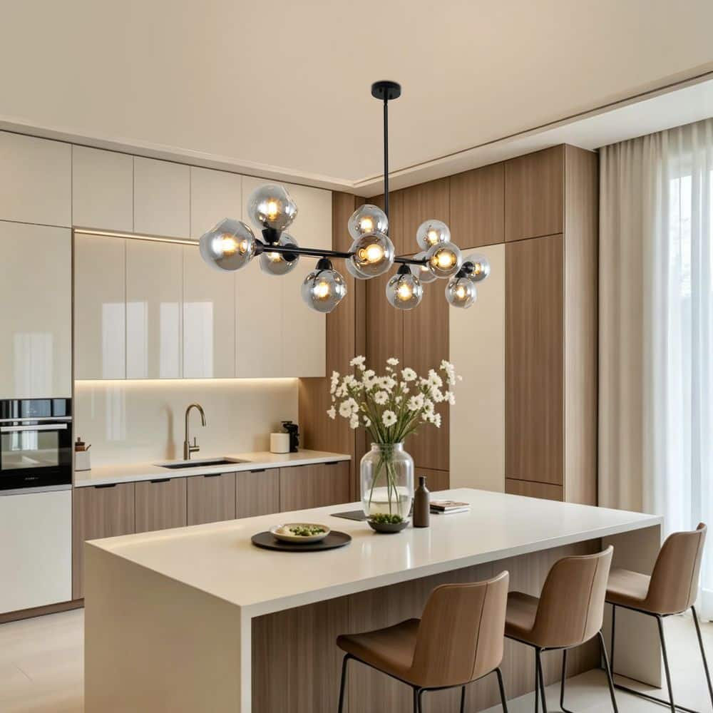 13-Light 59.05 in. Modern Black Chandelier Sputnik Chandelier Glass Chandelier for Dining Room with No Bulbs Included price history on PriceWatchPro