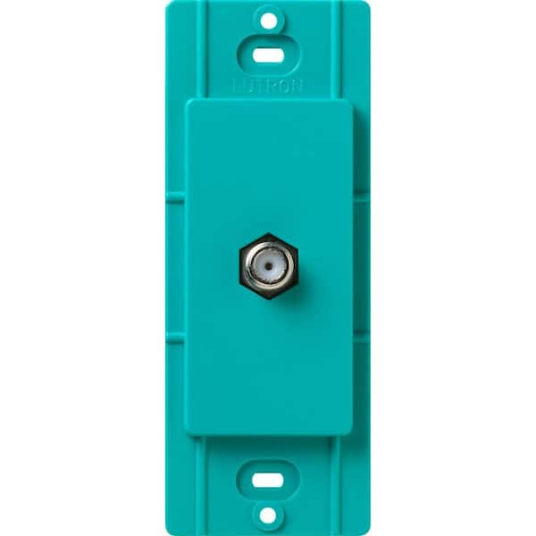 Lutron Satin Colors Coaxial Cable Jack - Turquoise