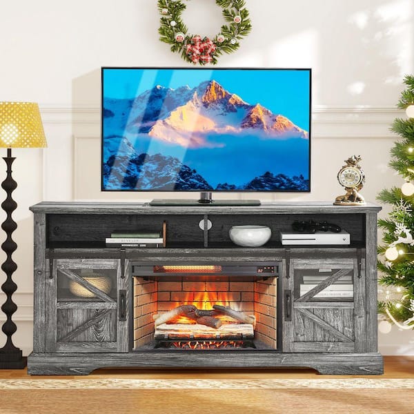 ToolCat 60 in. Freestanding Electric Fireplace TV Stand with 26 in