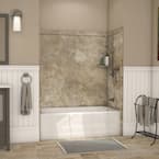 Elite 32 in. x 60 in. x 60 in. 9-Piece Easy Up Adhesive Tub Surround in Mocha Travertine