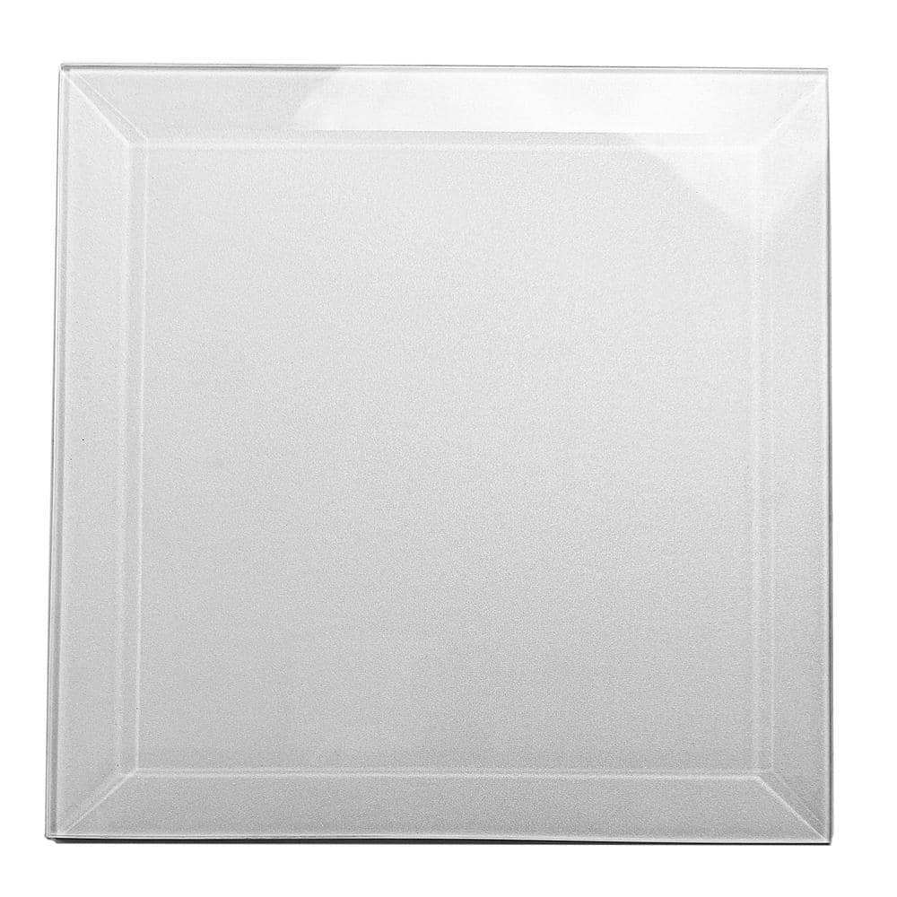 ABOLOS Frosted Elegance White 8 in. x 8 in. Beveled Square Glossy Glass Wall Tile (16 sq. ft