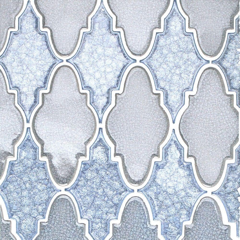 Ivy Hill Tile Roman Selection Iced Blue Arabesque 12 1 4 In X 13 3 4 In X 8 Mm Glass Mosaic Tile Ext3rd100201 The Home Depot
