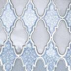 Roman Selection Iced Blue Arabesque 12-1/4 in. x 13-3/4 in. x 8 mm Glass Mosaic Tile