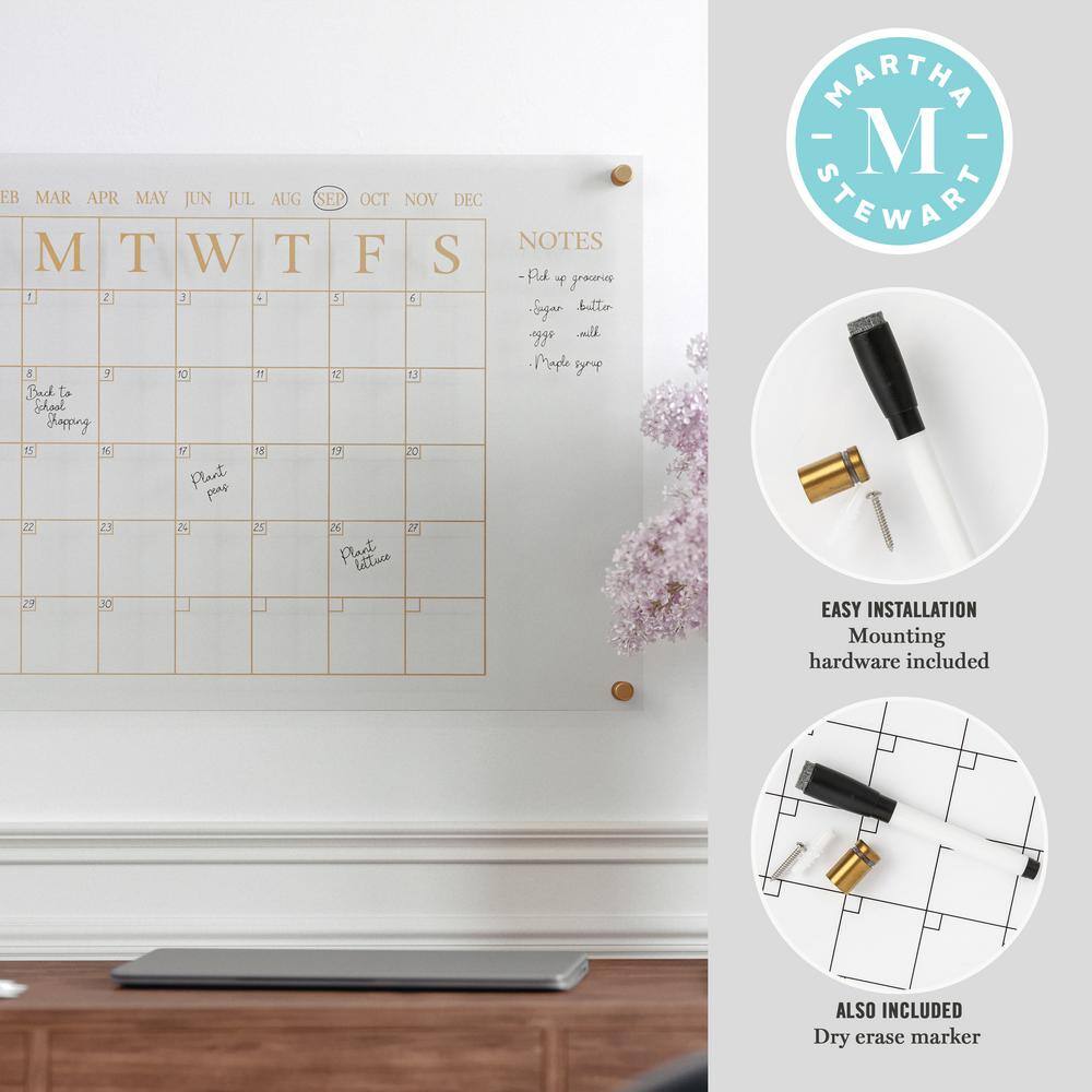 Clear Gold Acrylic Monthly Wall Calendar with Notes