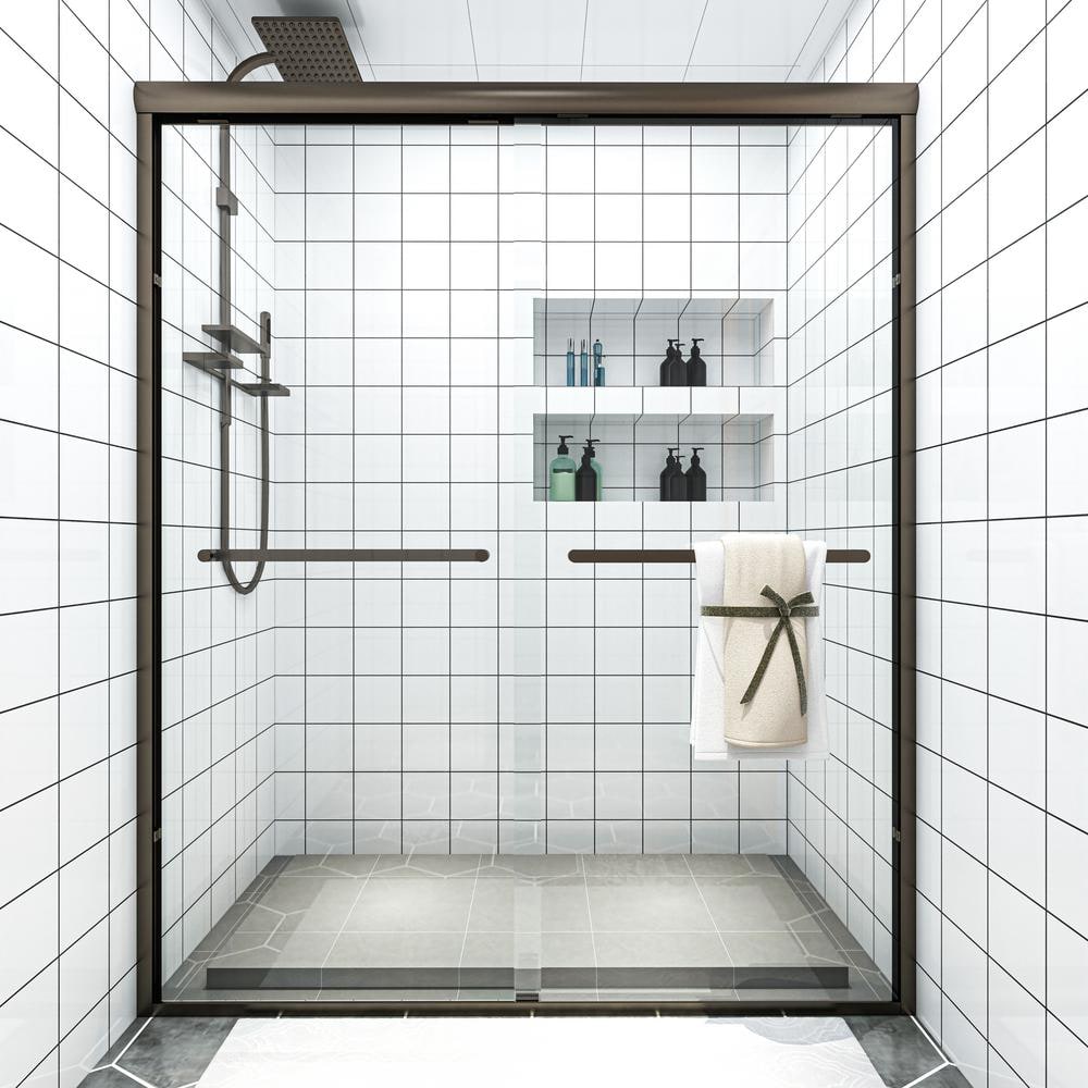 60" W x 72" H Oil Rubbed Bronze Double Sliding Shower Door