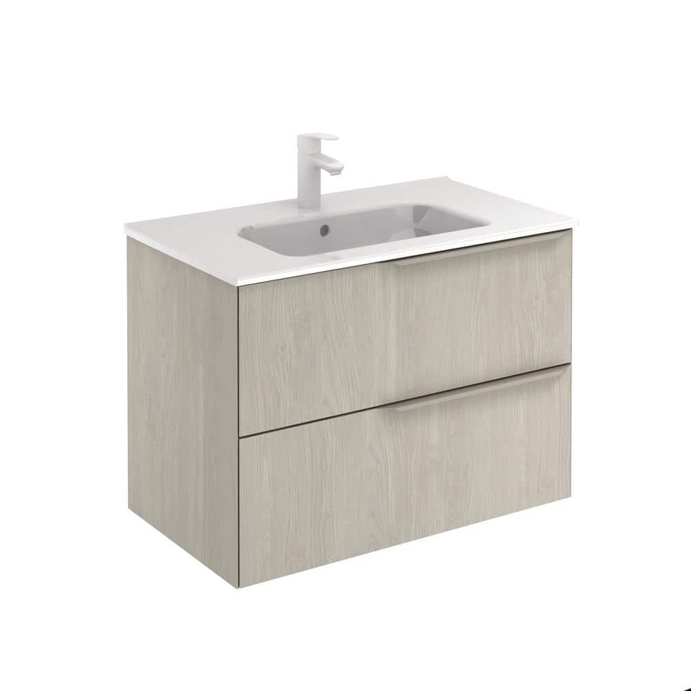 Mio 32 in. W x 18 in. D x 23 in. H Bath Vanity 2-Drawers in White Oak with 
