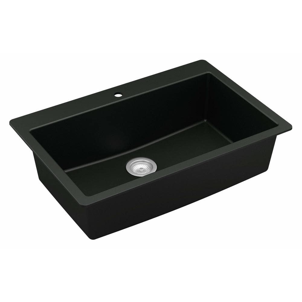 Black Quartz Single Bowl Drop-In Kitchen Sink