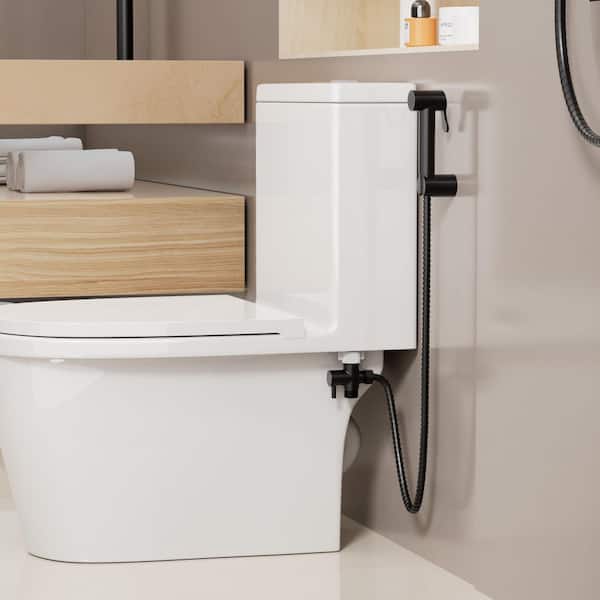 Round Handheld 1 Handle Bidet Faucet 2.5 GPM with Rough-In Valve in Matte Black