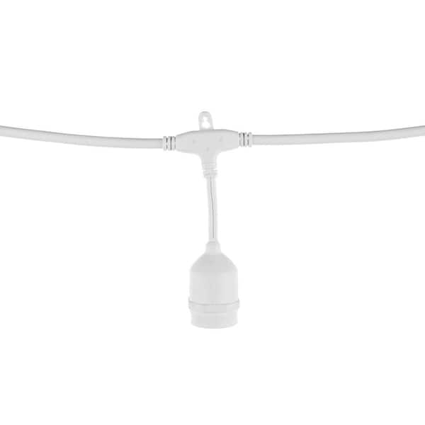 Hampton Bay 12-Light 24 ft. Indoor/Outdoor Plug-In No Bulbs Included Edison String Light in White