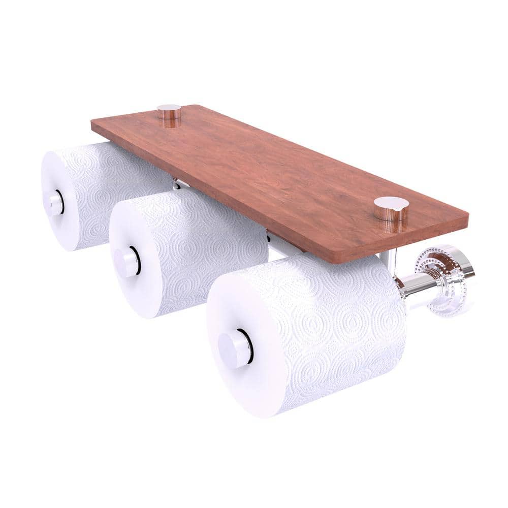 Dottingham Collection Wall Mounted Toilet Paper Holder in Polished Chrome with Wood Shelf price history on PriceWatchPro