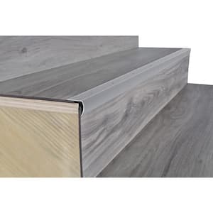 1-1/8 in. x 1-1/8 in. x 72 in. Brushed Silver Aluminum Stair Nosing w/ Screw Nails