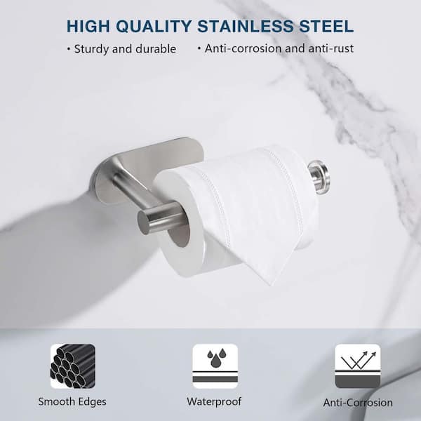 Toilet Paper Holder Self Adhesive Wall Mount Toilet Roll Holder No Drilling for Bathroom in Brushed Nickel