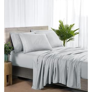 2000 Count 6-Piece Silver Solid Rayon from Bamboo Full Sheet Set