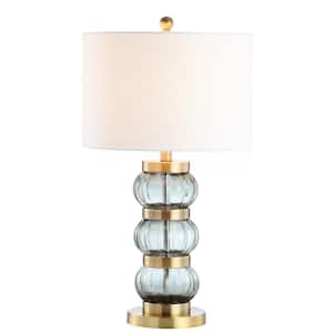 Linna 27.5 in. Smoked Gray/Brass Gold Glass/Metal Table Lamp