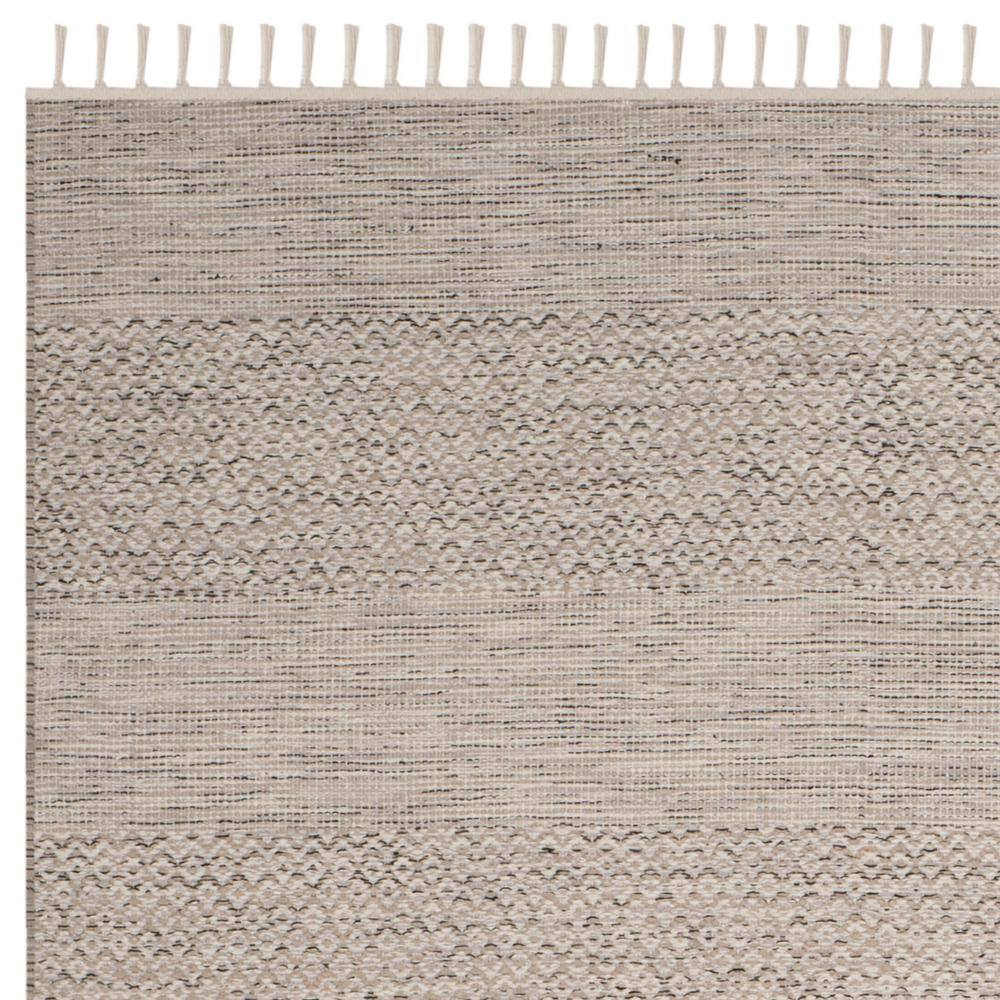 Ivory and Steel Grey Handwoven Cotton Area Rug