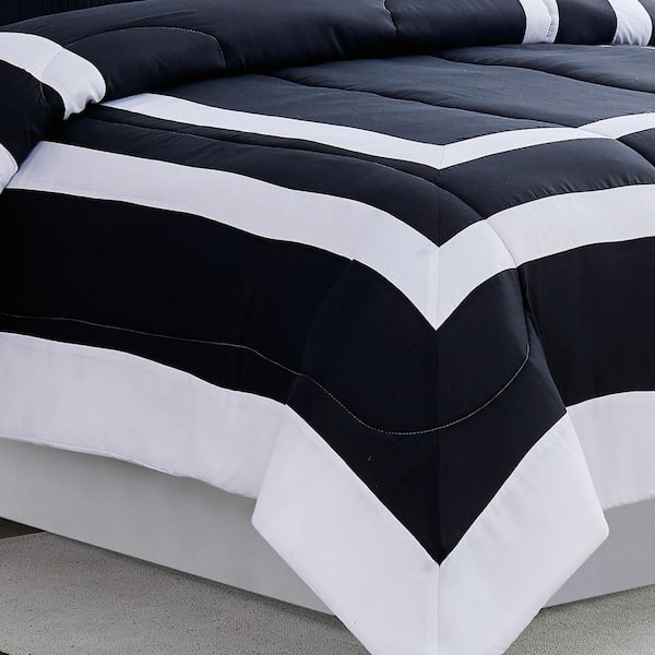 Intelligent Design Renee 5-Piece Black/White Full/Queen Floral Print  Comforter Set ID10-1591 - The Home Depot