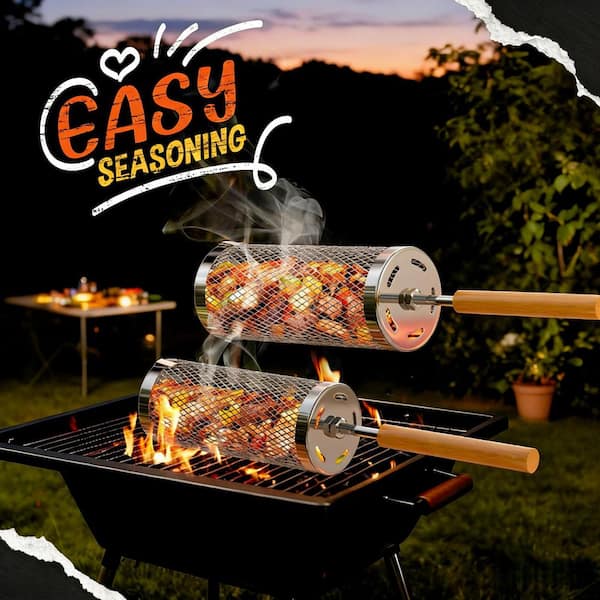 Esepony Stainless Steel Grill Basket with Handle for Grilling