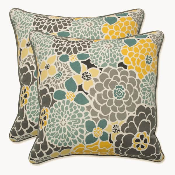 Pillow Perfect Floral Blue Square Outdoor Square Throw Pillow 2-Pack