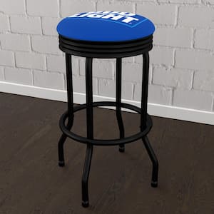 Bud Light Blue 29 in. Blue Backless Metal Bar Stool with Vinyl Seat