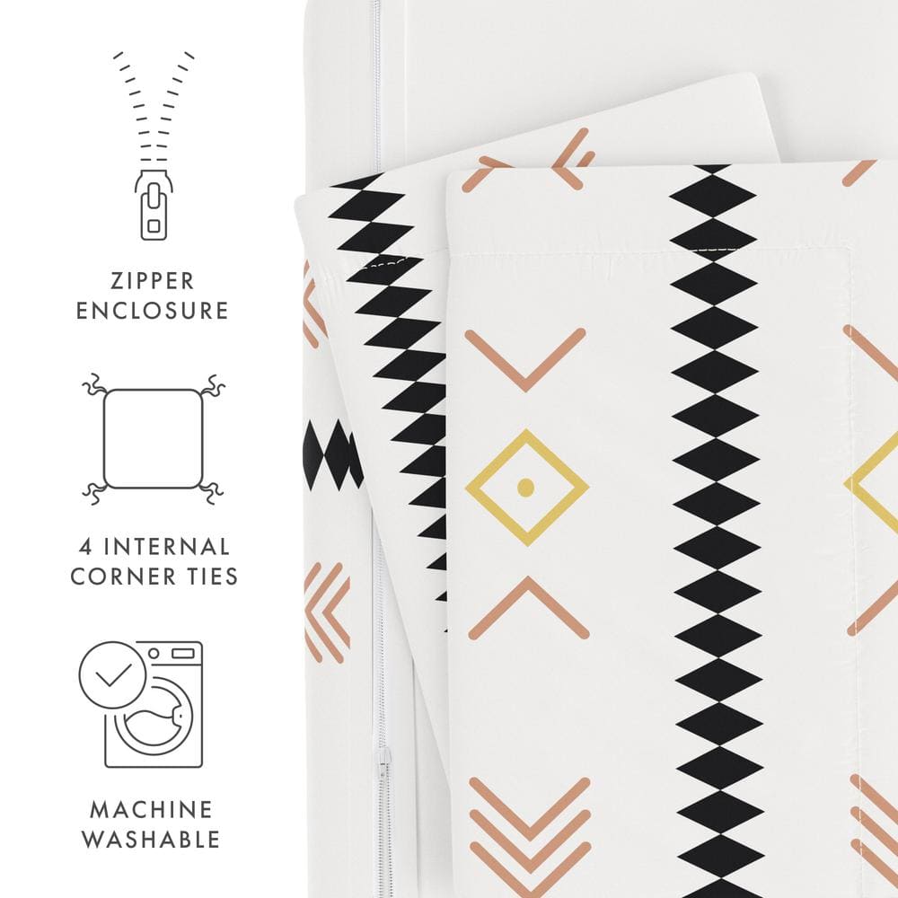 Clay Natural Geo Lines King/Cal King Microfiber Duvet Cover Set