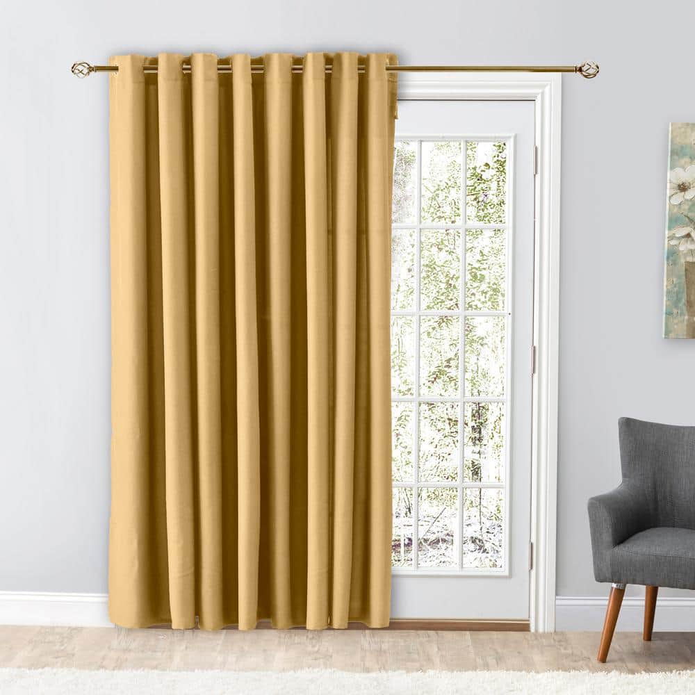 RICARDO Gold Leaf Woven Grommet Room Darkening Curtain - 112 in. W x 84 ...