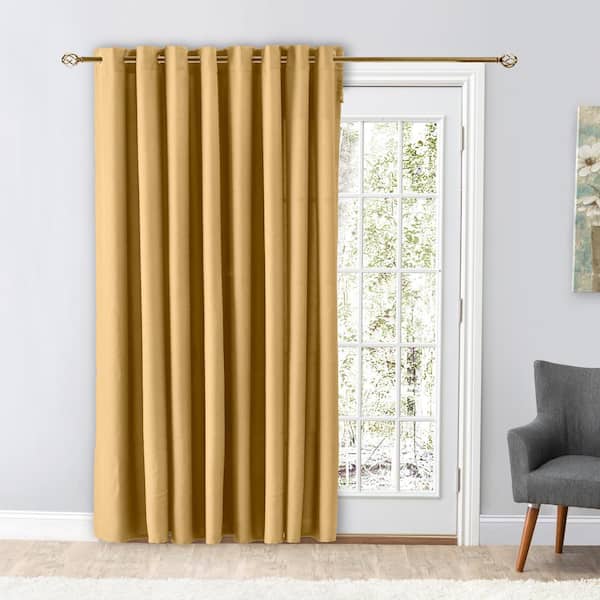 RICARDO Gold Leaf Woven Grommet Room Darkening Curtain - 112 in. W x 84 in. L