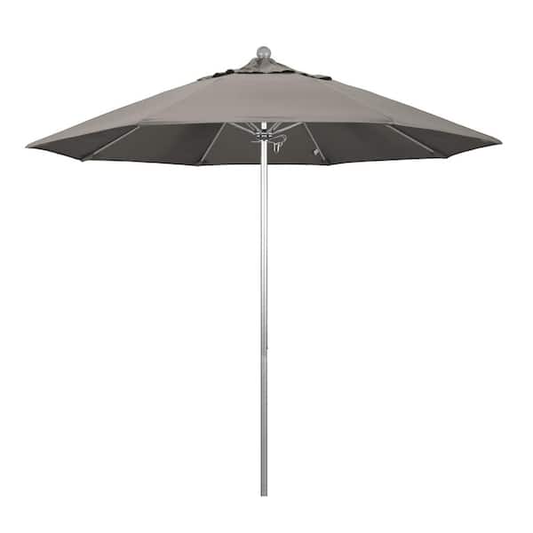 California Umbrella 9 ft. Fiberglass Market Pulley Open S Anodized Patio Umbrella in Taupe Pacifica