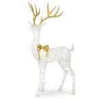 75 in. White Glitter Standing Buck with 160 Cool White LED and Twinkle Lights