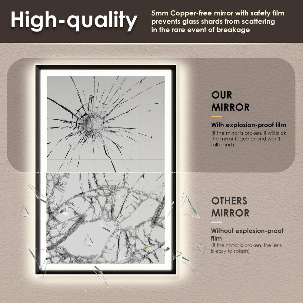 Apollo Gold Rectangular LED Vanity Mirror with Anti-Fog