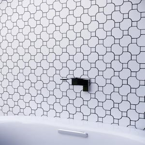 Porcetile White Dot 10.52 in. x 10.52 in. Geometric Matte Porcelain Mosaic Wall and Floor Tile (8.47 sq. ft./Case)
