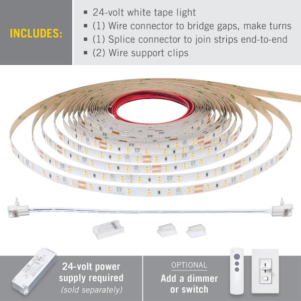 Vochtig Arne Gewond raken Armacost Lighting RibbonFlex 32.8 ft. (10M) 24-Volt 60 LEDs/M Soft Bright  White (3000K) Pro LED Tape Light 145250 - The Home Depot