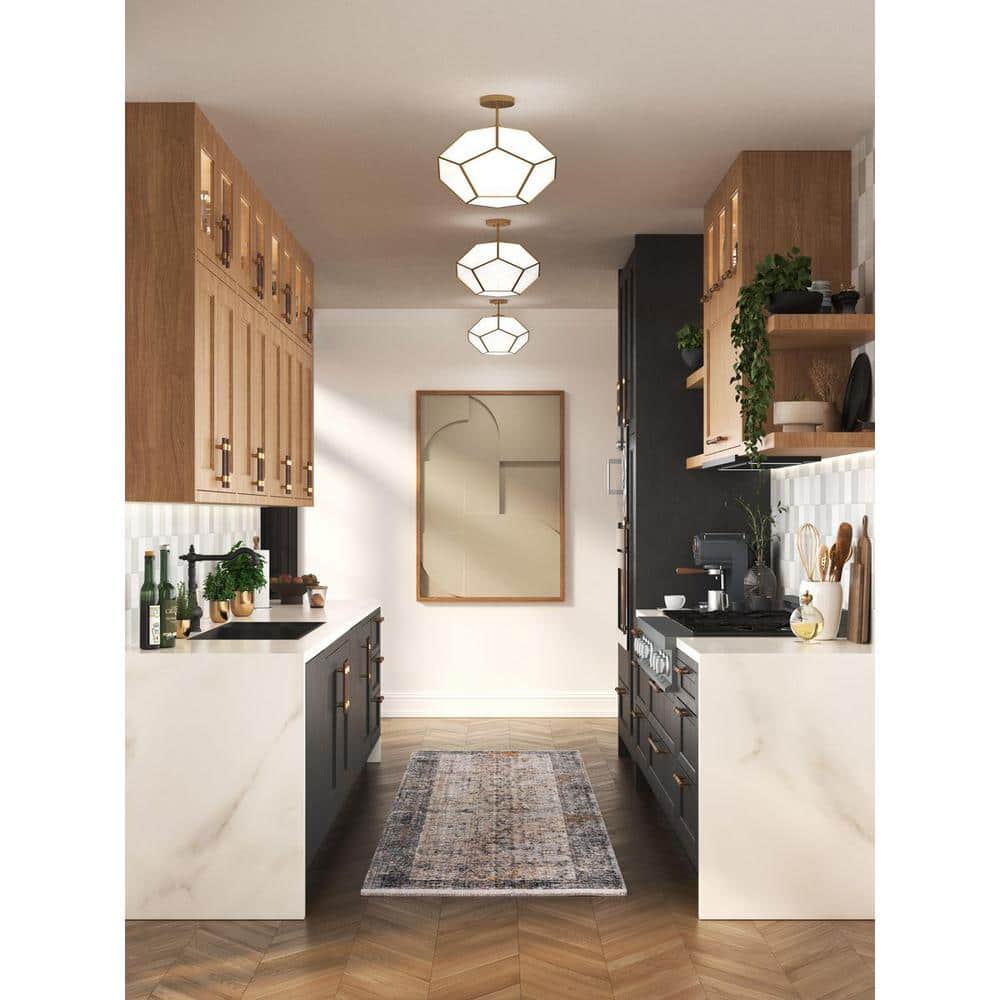 Latham 18 in. 3-Light Vintage Gold Mid-Century Modern Semi-Flush Mount for Bedroom or Living Room price history on PriceWatchPro
