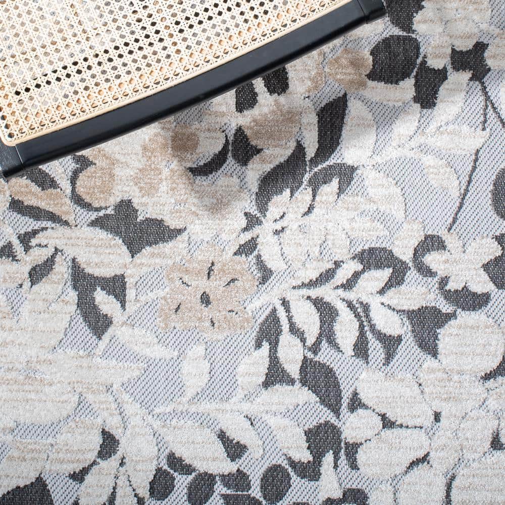 Ivory Floral Bliss 36" Easy-Care Synthetic Rectangular Rug