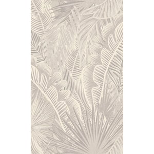 Light Bold Tropical Leaves Machine Washable, 57 sq.ft. Non-Woven Non-Pasted, Double Roll Wallpaper