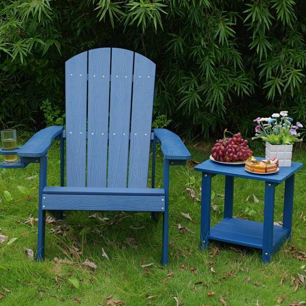 1-Pack Dark Blue All-Season Ergonomic Plastic Outdoor Lounge Chair