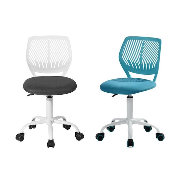 Homy Casa CARNAT Kids Desk Chair Set of 2, Adjustable Swivel Chair with Cushioned Seat and Lumbar Support, Blue and Black